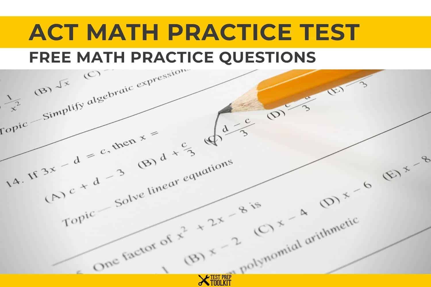 Act Math Practice Test Printable Students Answer More Questions On The