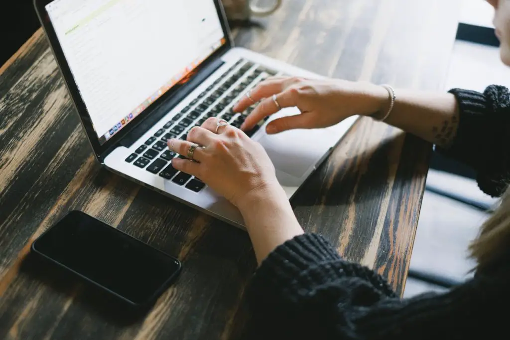 woman using laptop