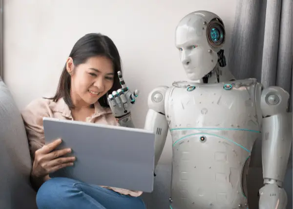 robot teaching a woman - featured image